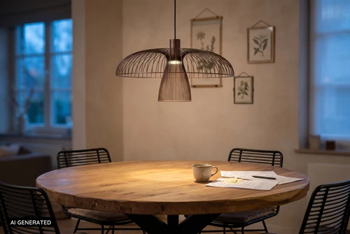 Lucide NIGELLA - Pendant light - Ø 60 cm - 1xGU10 (MR16) - Coffee - Essential - AI 1